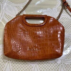 Nicole Miller Tan Croc-Embossed Women's Bag